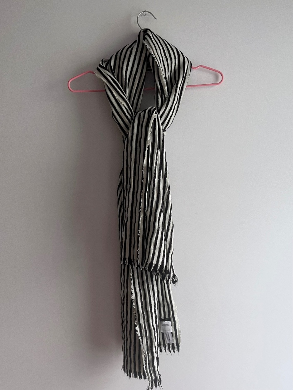 J Crew cotton blend scarf in black/white stripe